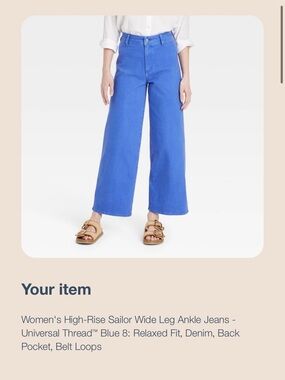 Universal Thread High-rise Wide-Leg sailor Jeans in Royal Blue